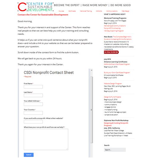 How to Accept Donations Online: CSDi Nonprofit Google Drive Contact Sheet Example.
