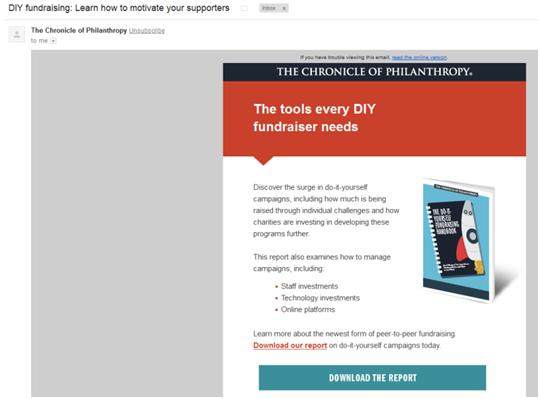Nonprofit Email Newsletters: Chronicle of Philanthropy DIY Fundraising