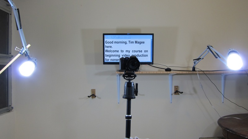 The Camera. The teleprompter. Lights adjacent to the Camera.